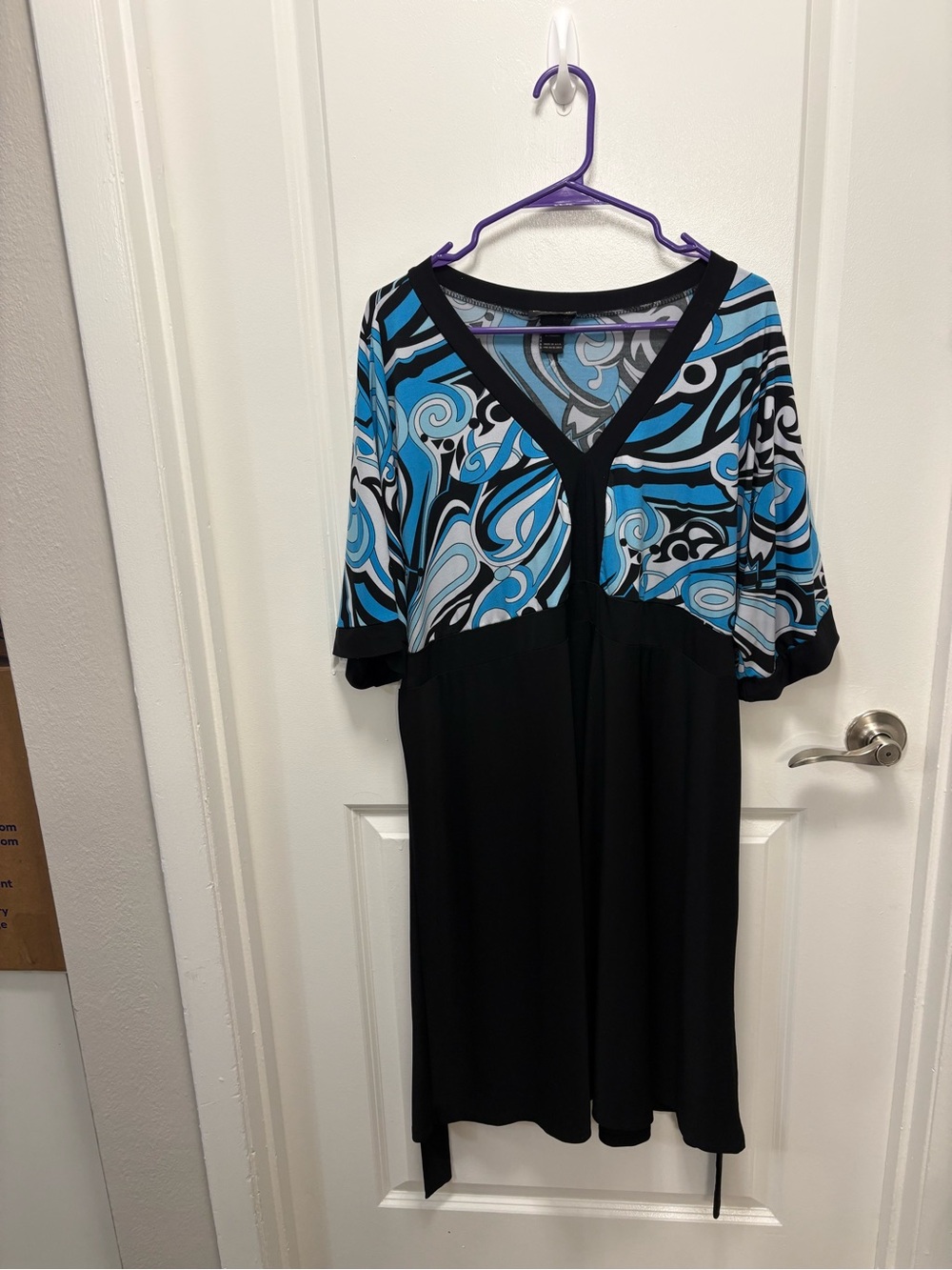 Lane Bryant Black and Blue Patterned Midi Dress